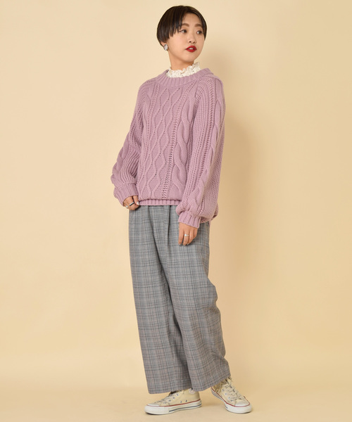 w closet（ダブルクローゼット）の「ケーブル編みロングプルオーバー（ニット/セーター・レディース・サックスブルー/ピンク/ラベンダー/キナリ・FREE）」の18枚目の写真