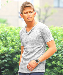 ランダムテレコ無地VネックTシャツ