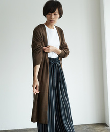 ・ロングニット長袖カーディガン*