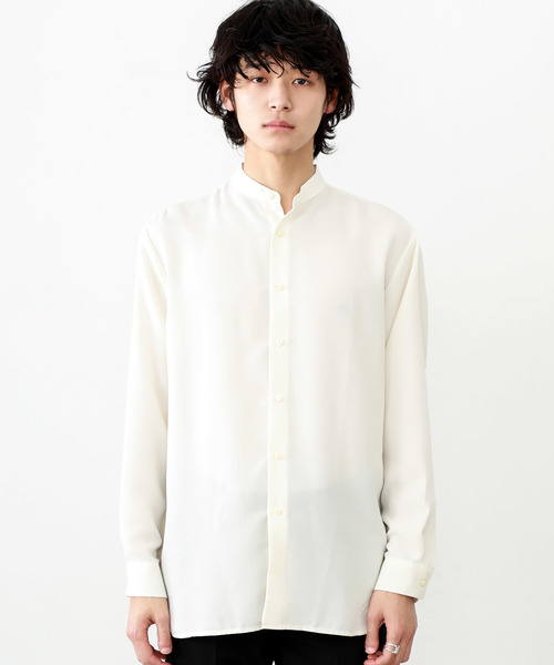 STUDIOUS(ステュディオス)の「【STUDIOUS】ウールライクツイルバンドカラーシャツ【ZOZO限定アイテム】(シャツ/ブラウス・メンズ・ホワイト/ネイビー・1/2/3)」の7枚目の写真