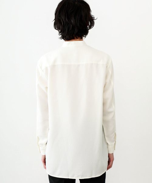 STUDIOUS(ステュディオス)の「【STUDIOUS】ウールライクツイルバンドカラーシャツ【ZOZO限定アイテム】(シャツ/ブラウス・メンズ・ホワイト/ネイビー・1/2/3)」の5枚目の写真