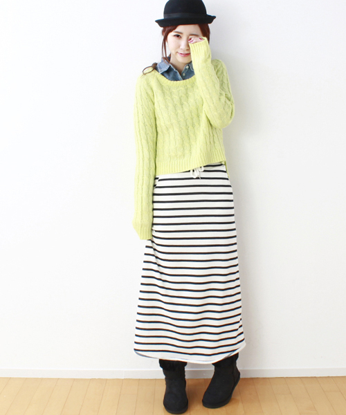 WEGO(ウィゴー)の「WEGO/スウェットマキシスカート(スカート・レディース・アイボリー/ホワイト系その他/ブラック/杢グレー/ネイビー・FREE)」の2枚目の写真