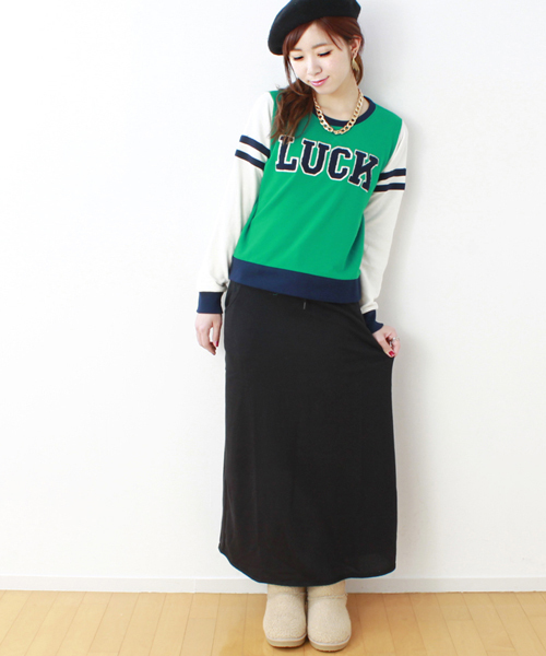 WEGO(ウィゴー)の「WEGO/スウェットマキシスカート(スカート・レディース・アイボリー/ホワイト系その他/ブラック/杢グレー/ネイビー・FREE)」の3枚目の写真