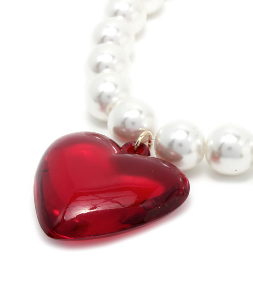 WEGO（ウィゴー）の「WEGO/パールハートネックレス（ネックレス・レディース・ピンク/レッド・FREE）」の4枚目の写真