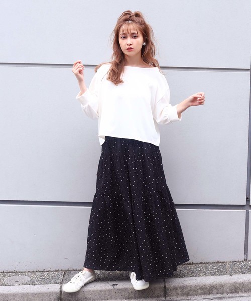 one after another NICE CLAUP（ワンアフターアナザーナイスクラップ）の「【ZOZO限定】ティアードロングスカート（スカート・レディース・ブラウン系その他/ドット/ブラック/ベージュ・FREE）」の13枚目の写真