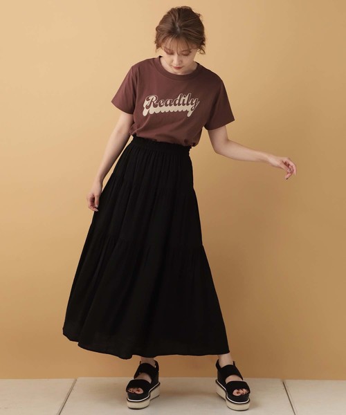 one after another NICE CLAUP（ワンアフターアナザーナイスクラップ）の「【ZOZO限定】ティアードロングスカート（スカート・レディース・ブラウン系その他/ドット/ブラック/ベージュ・FREE）」の9枚目の写真