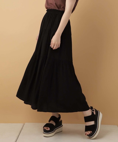 one after another NICE CLAUP（ワンアフターアナザーナイスクラップ）の「【ZOZO限定】ティアードロングスカート（スカート・レディース・ブラウン系その他/ドット/ブラック/ベージュ・FREE）」の15枚目の写真