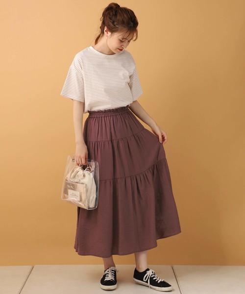 one after another NICE CLAUP（ワンアフターアナザーナイスクラップ）の「【ZOZO限定】ティアードロングスカート（スカート・レディース・ブラウン系その他/ドット/ブラック/ベージュ・FREE）」の14枚目の写真