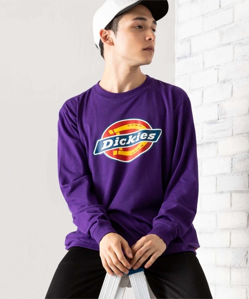Dickies（ディッキーズ）の「∴WEGO/【WEB限定】Dickies 別注ロゴプリントロンT（Tシャツ/カットソー・メンズ・ベージュ/パープル/ホワイト/ブラック・LARGE/MEDIUM）」の4枚目の写真