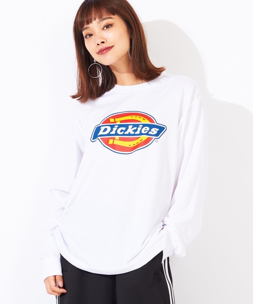 Dickies（ディッキーズ）の「∴WEGO/【WEB限定】Dickies 別注ロゴプリントロンT（Tシャツ/カットソー・メンズ・ベージュ/パープル/ホワイト/ブラック・LARGE/MEDIUM）」の2枚目の写真