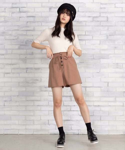 WEGO（ウィゴー）の「WEGO/【セットアップ対応商品】コーデュロイライクフリルリボンキュロット（その他パンツ・レディース・パープル/ブラウン/グリーン/ライトベージュ・FREE）」の8枚目の写真