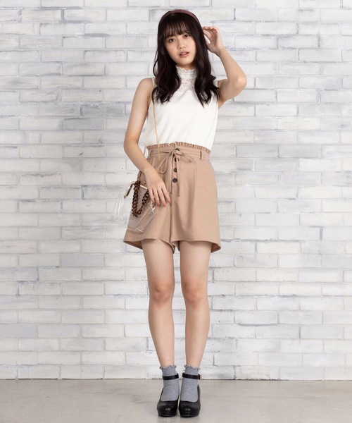 WEGO（ウィゴー）の「WEGO/【セットアップ対応商品】コーデュロイライクフリルリボンキュロット（その他パンツ・レディース・パープル/ブラウン/グリーン/ライトベージュ・FREE）」の10枚目の写真