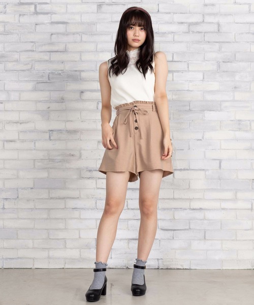 WEGO（ウィゴー）の「WEGO/【セットアップ対応商品】コーデュロイライクフリルリボンキュロット（その他パンツ・レディース・パープル/ブラウン/グリーン/ライトベージュ・FREE）」の11枚目の写真