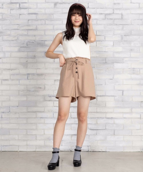 WEGO（ウィゴー）の「WEGO/【セットアップ対応商品】コーデュロイライクフリルリボンキュロット（その他パンツ・レディース・パープル/ブラウン/グリーン/ライトベージュ・FREE）」の12枚目の写真