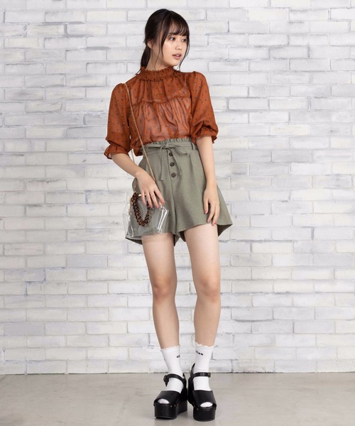 WEGO（ウィゴー）の「WEGO/【セットアップ対応商品】コーデュロイライクフリルリボンキュロット（その他パンツ・レディース・パープル/ブラウン/グリーン/ライトベージュ・FREE）」の13枚目の写真