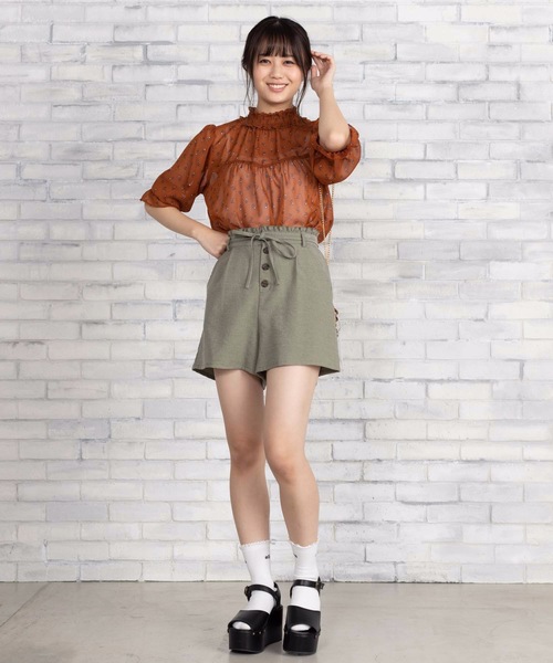 WEGO（ウィゴー）の「WEGO/【セットアップ対応商品】コーデュロイライクフリルリボンキュロット（その他パンツ・レディース・パープル/ブラウン/グリーン/ライトベージュ・FREE）」の15枚目の写真