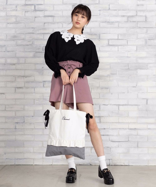 WEGO（ウィゴー）の「WEGO/【セットアップ対応商品】コーデュロイライクフリルリボンキュロット（その他パンツ・レディース・パープル/ブラウン/グリーン/ライトベージュ・FREE）」の16枚目の写真