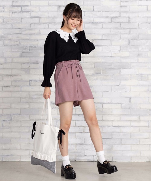 WEGO（ウィゴー）の「WEGO/【セットアップ対応商品】コーデュロイライクフリルリボンキュロット（その他パンツ・レディース・パープル/ブラウン/グリーン/ライトベージュ・FREE）」の18枚目の写真