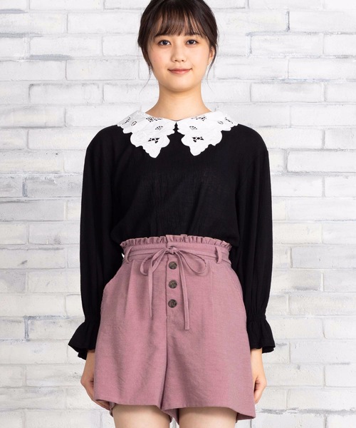 WEGO（ウィゴー）の「WEGO/【セットアップ対応商品】コーデュロイライクフリルリボンキュロット（その他パンツ・レディース・パープル/ブラウン/グリーン/ライトベージュ・FREE）」の19枚目の写真