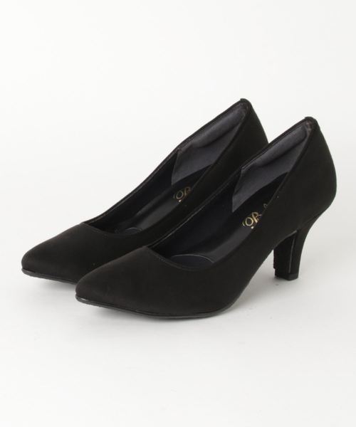 Balancoire(ブランコアール)の「足の冷えないポインテッドプレーンパンプス(7.1cmヒール)(パンプス)」|ブラック系その他