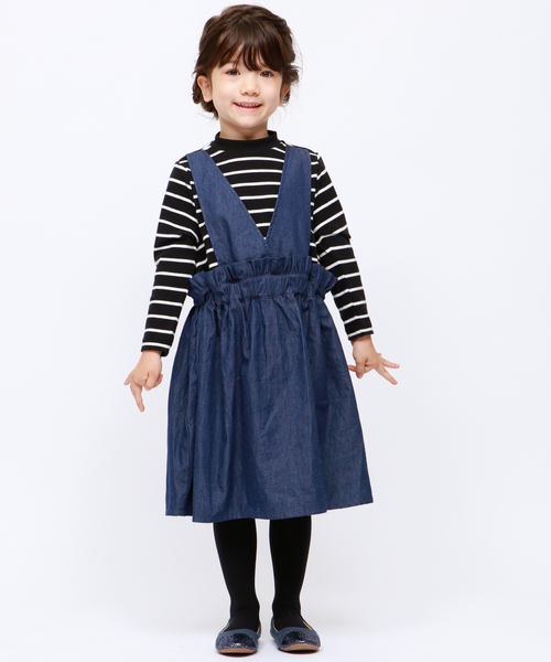 RUGGEDWORKS（ラゲッドワークス）の「ガールズドッキングベア天竺ジャンスカ（ジャンパースカート・キッズ・ホワイト/ブラック・110cm/100cm/120cm/130cm/140cm/150cm/90㎝）」の2枚目の写真