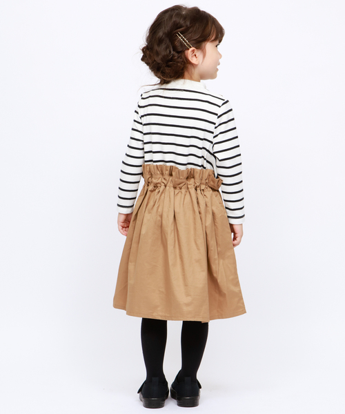 RUGGEDWORKS（ラゲッドワークス）の「ガールズドッキングベア天竺ジャンスカ（ジャンパースカート・キッズ・ホワイト/ブラック・110cm/100cm/120cm/130cm/140cm/150cm/90㎝）」の3枚目の写真