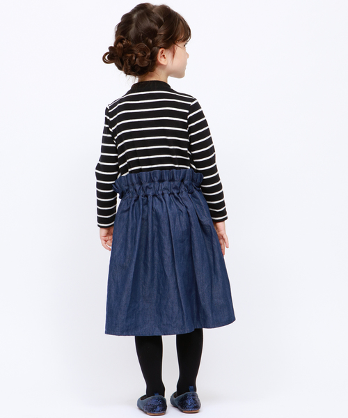 RUGGEDWORKS（ラゲッドワークス）の「ガールズドッキングベア天竺ジャンスカ（ジャンパースカート・キッズ・ホワイト/ブラック・110cm/100cm/120cm/130cm/140cm/150cm/90㎝）」の4枚目の写真