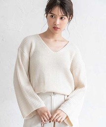 fifth | Vネックあぜ編みバックロングニット(ニット/セーター)