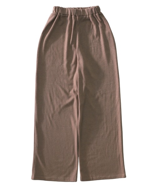 select MOCA（セレクトモカ）の「スムースタッチロングパンツ/ウエストゴムやわらか素材ハイウエストフルレングスリラックスパンツ（その他パンツ・レディース・ブラウン/ライトベージュ・FREE）」の3枚目の写真