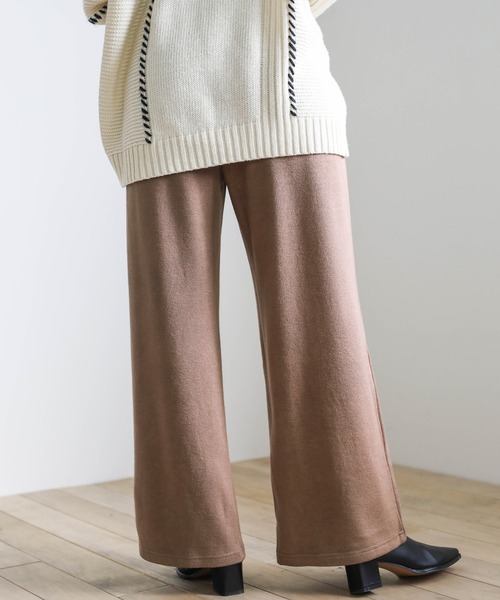 select MOCA（セレクトモカ）の「スムースタッチロングパンツ/ウエストゴムやわらか素材ハイウエストフルレングスリラックスパンツ（その他パンツ・レディース・ブラウン/ライトベージュ・FREE）」の11枚目の写真