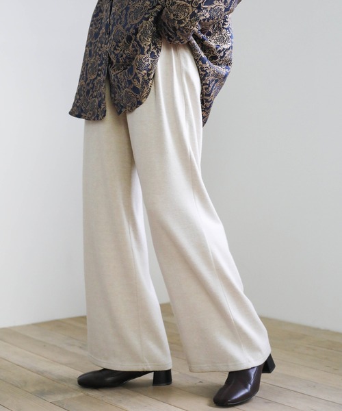 select MOCA（セレクトモカ）の「スムースタッチロングパンツ/ウエストゴムやわらか素材ハイウエストフルレングスリラックスパンツ（その他パンツ・レディース・ブラウン/ライトベージュ・FREE）」の17枚目の写真