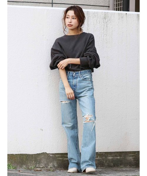 Ungrid(アングリッド)の「畦ワッフルルーズロングスリーブTee(Tシャツ/カットソー・レディース・ブラウン/チャコールグレー/オフホワイト・FREE)」の5枚目の写真