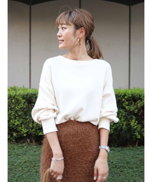 Ungrid(アングリッド)の「畦ワッフルルーズロングスリーブTee(Tシャツ/カットソー・レディース・ブラウン/チャコールグレー/オフホワイト・FREE)」の9枚目の写真