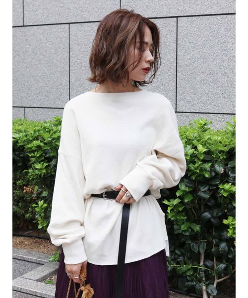 Ungrid(アングリッド)の「畦ワッフルルーズロングスリーブTee(Tシャツ/カットソー・レディース・ブラウン/チャコールグレー/オフホワイト・FREE)」の14枚目の写真