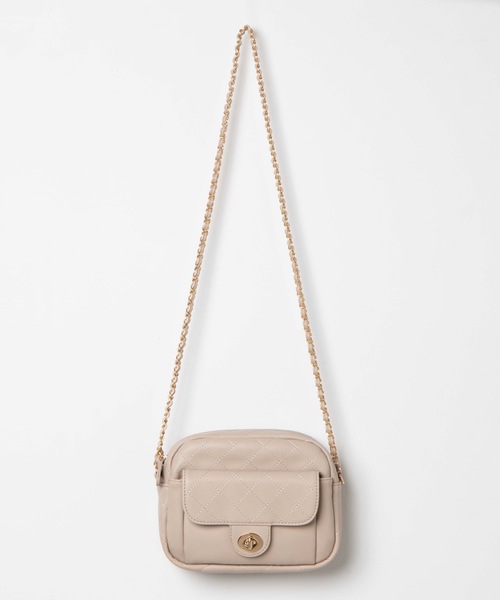 WEGO（ウィゴー）の「WEGO/キルティングフラップショルダーバッグ（ショルダーバッグ・レディース・ベージュ/グリーン系その他/ブラック・FREE）」の6枚目の写真