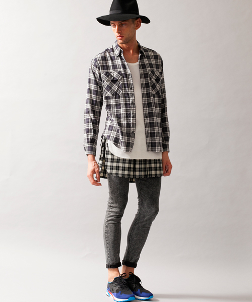 MONKEY TIME(モンキータイム)の「MT T/R チェック オーバー スカート ◆(その他パンツ・メンズ・ブラック/レッド・フリー)」の12枚目の写真