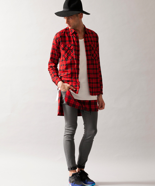 MONKEY TIME(モンキータイム)の「MT T/R チェック オーバー スカート ◆(その他パンツ・メンズ・ブラック/レッド・フリー)」の8枚目の写真