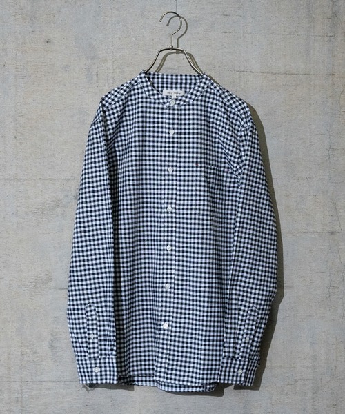 Candy Fantasy(キャンディーファンタジー)の「【a】ライトオックス バンドカラー無地&チェック長袖シャツ(シャツ/ブラウス・メンズ・ホワイト/ブラック/ネイビー/グレー/サックスブルー/ブラック系その他/チェック/ベージュ・LARGE/MEDIUM/X-LARGE)」の4枚目の写真