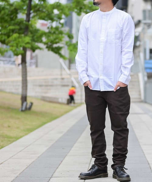 Candy Fantasy(キャンディーファンタジー)の「【a】ライトオックス バンドカラー無地&チェック長袖シャツ(シャツ/ブラウス・メンズ・ホワイト/ブラック/ネイビー/グレー/サックスブルー/ブラック系その他/チェック/ベージュ・LARGE/MEDIUM/X-LARGE)」の9枚目の写真