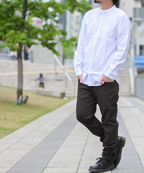 Candy Fantasy(キャンディーファンタジー)の「【a】ライトオックス バンドカラー無地&チェック長袖シャツ(シャツ/ブラウス・メンズ・ホワイト/ブラック/ネイビー/グレー/サックスブルー/ブラック系その他/チェック/ベージュ・LARGE/MEDIUM/X-LARGE)」の10枚目の写真