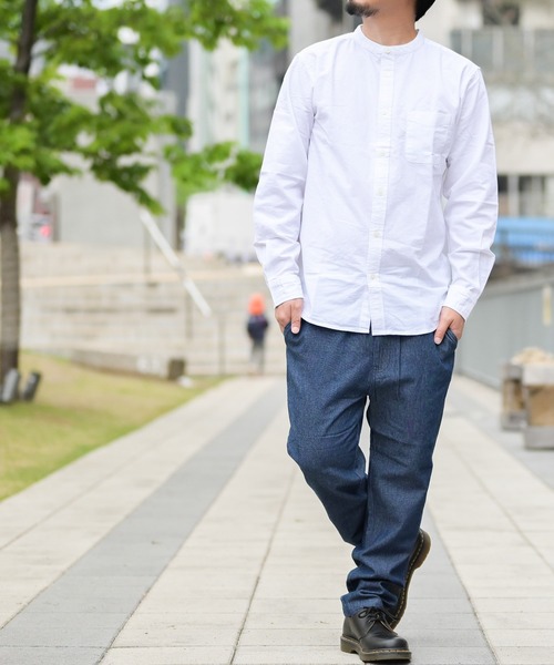 Candy Fantasy(キャンディーファンタジー)の「【a】ライトオックス バンドカラー無地&チェック長袖シャツ(シャツ/ブラウス・メンズ・ホワイト/ブラック/ネイビー/グレー/サックスブルー/ブラック系その他/チェック/ベージュ・LARGE/MEDIUM/X-LARGE)」の11枚目の写真