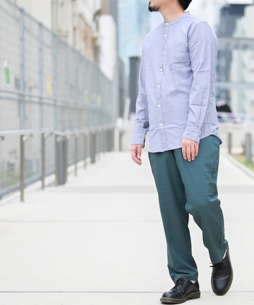 Candy Fantasy(キャンディーファンタジー)の「【a】ライトオックス バンドカラー無地&チェック長袖シャツ(シャツ/ブラウス・メンズ・ホワイト/ブラック/ネイビー/グレー/サックスブルー/ブラック系その他/チェック/ベージュ・LARGE/MEDIUM/X-LARGE)」の14枚目の写真