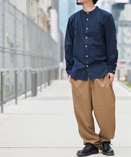 Candy Fantasy(キャンディーファンタジー)の「【a】ライトオックス バンドカラー無地&チェック長袖シャツ(シャツ/ブラウス・メンズ・ホワイト/ブラック/ネイビー/グレー/サックスブルー/ブラック系その他/チェック/ベージュ・LARGE/MEDIUM/X-LARGE)」の18枚目の写真