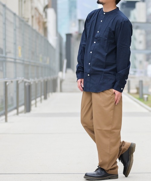 Candy Fantasy(キャンディーファンタジー)の「【a】ライトオックス バンドカラー無地&チェック長袖シャツ(シャツ/ブラウス・メンズ・ホワイト/ブラック/ネイビー/グレー/サックスブルー/ブラック系その他/チェック/ベージュ・LARGE/MEDIUM/X-LARGE)」の19枚目の写真