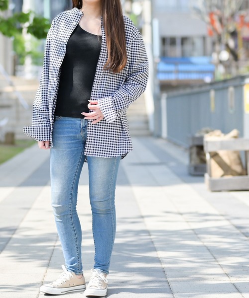 Candy Fantasy(キャンディーファンタジー)の「【a】ライトオックス バンドカラー無地&チェック長袖シャツ(シャツ/ブラウス・メンズ・ホワイト/ブラック/ネイビー/グレー/サックスブルー/ブラック系その他/チェック/ベージュ・LARGE/MEDIUM/X-LARGE)」の22枚目の写真