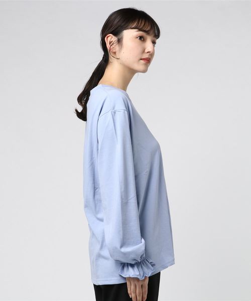 DING（ディング）の「DING/王冠ロングTシャツ（Tシャツ/カットソー・レディース・サックスブルー/ホワイト/グレー・FREE）」の4枚目の写真