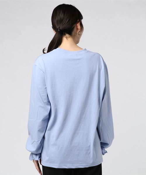 DING（ディング）の「DING/王冠ロングTシャツ（Tシャツ/カットソー・レディース・サックスブルー/ホワイト/グレー・FREE）」の5枚目の写真