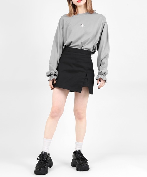 DING（ディング）の「DING/王冠ロングTシャツ（Tシャツ/カットソー・レディース・サックスブルー/ホワイト/グレー・FREE）」の7枚目の写真