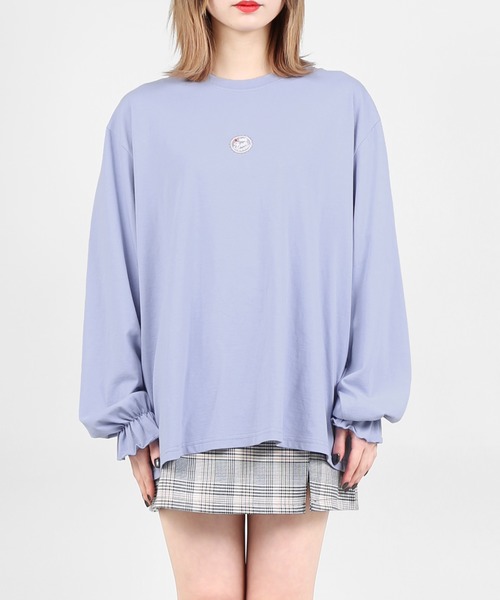 DING（ディング）の「DING/王冠ロングTシャツ（Tシャツ/カットソー・レディース・サックスブルー/ホワイト/グレー・FREE）」の9枚目の写真