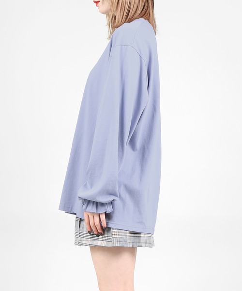 DING（ディング）の「DING/王冠ロングTシャツ（Tシャツ/カットソー・レディース・サックスブルー/ホワイト/グレー・FREE）」の10枚目の写真